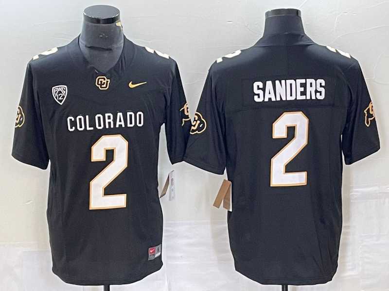 Mens Colorado Buffaloes #2 Shedeur Sanders Black 2023 F.U.S.E. Stitched Football Jersey